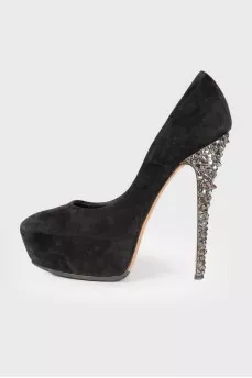 Shoes with rhinestone heels