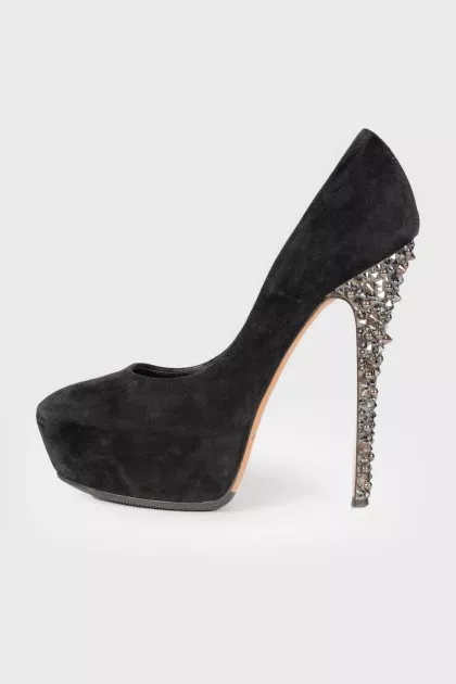 Shoes with rhinestone heels
