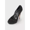 Shoes with rhinestone heels