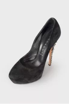 Shoes with rhinestone heels