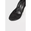 Shoes with rhinestone heels