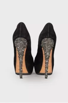 Shoes with rhinestone heels