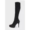 Suede high heel boots