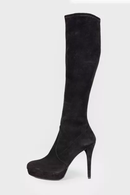 Suede high heel boots
