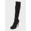 Suede high heel boots