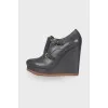 Blue wedge ankle boots