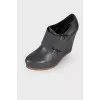 Blue wedge ankle boots