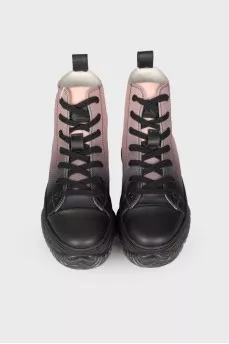 Faded black pink boots with tag 