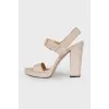 Light gray suede sandals