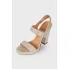 Light gray suede sandals
