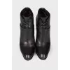 High-heeled leather ankle boots