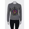 Gray sweatshirt with embroidery