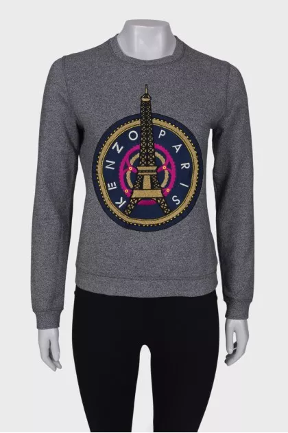 Gray sweatshirt with embroidery