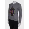 Gray sweatshirt with embroidery