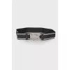 Textile belt with silver-tone hardware