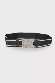 Textile belt with silver-tone hardware