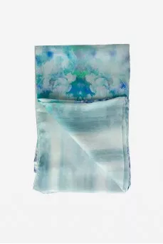 Blue silk scarf with tag