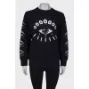 Black sweatshirt with embroidery