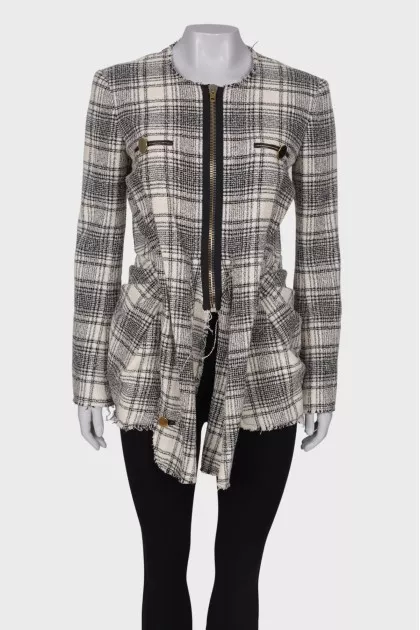 Draped tweed jacket
