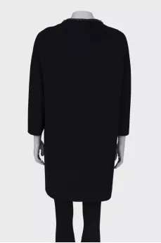 Wool coat with rhinestones