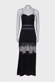 Maxi dress with lace inserts