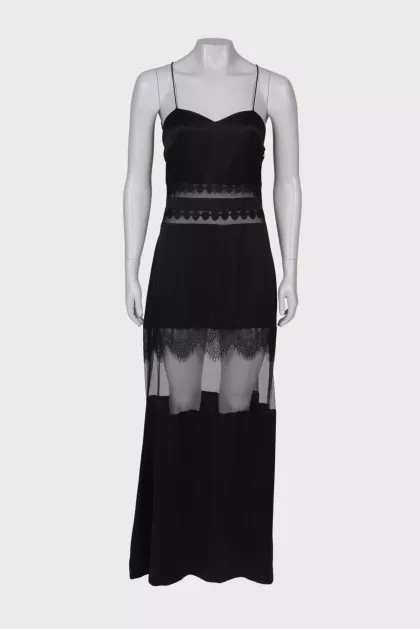 Maxi dress with lace inserts