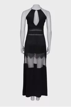 Maxi dress with lace inserts