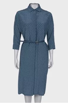 Belted silk dress