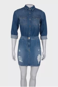 Ripped effect denim dress