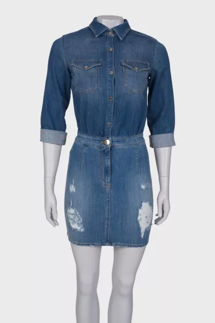 Ripped effect denim dress