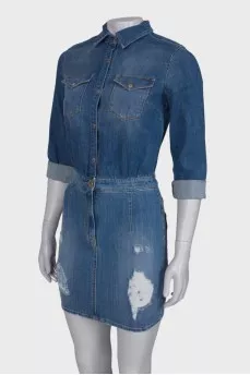 Ripped effect denim dress