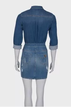 Ripped effect denim dress