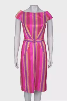 Striped silk dress