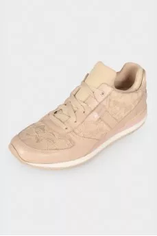 Beige sneakers with lace