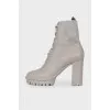 Gray lace-up ankle boots
