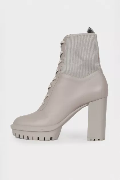 Gray lace-up ankle boots