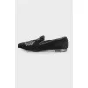 Textile ballerinas with embroidery and rhinestones