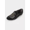 Textile ballerinas with embroidery and rhinestones