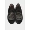 Textile ballerinas with embroidery and rhinestones