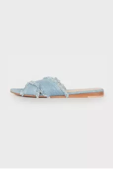 Fringed textile slippers