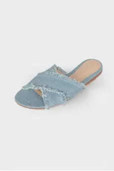 Fringed textile slippers