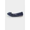 Textile navy blue ballet flats