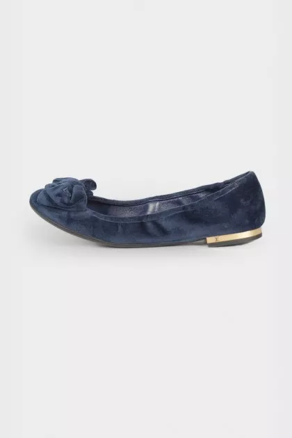 Textile navy blue ballet flats