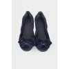 Textile navy blue ballet flats
