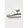 Black and white wedge sandals