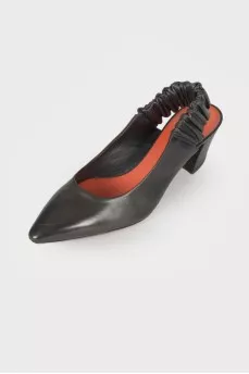 Open heel leather pumps