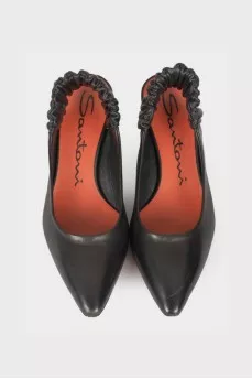 Open heel leather pumps