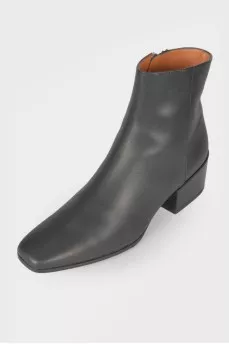 Square toe leather boots
