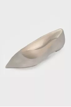 Suede gray ballerina shoes