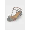 Mother-of-pearl sandals with pearls